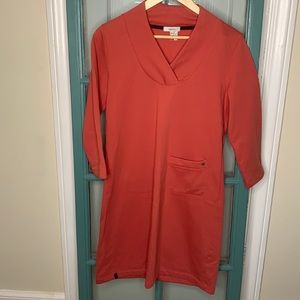3/4 Sleeve Coral Sweatshirt Dress